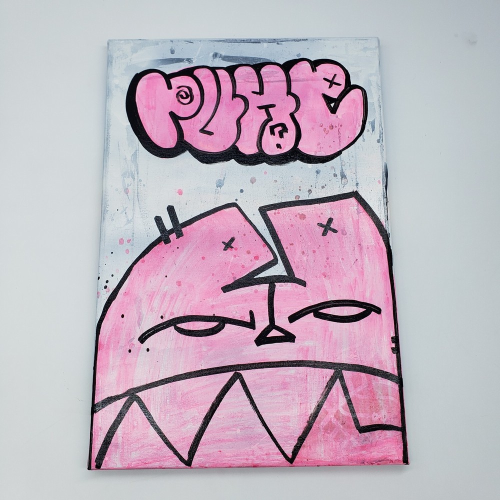 Cat Graffiti Character Outsider Art painting on Canvas by NY Street Art artist