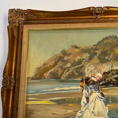 Impressionist Painting Craig Nelson Beach Coastal Woman Landscape Listed Rare