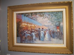 Vintage Texas Artist Robert Hamman (1938 – ) Original Oil Cafe Scene 39″ x 29″