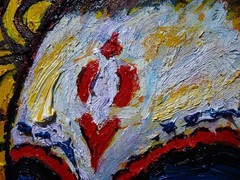 SKULL MASK OIL█PAINTING REALIST ART█VINTAGE ORIGINAL█DAY OF THE DEAD SKELETON NA