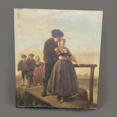 Oil Painting 1800s Original Jan Hendrik van Rossum du Chattel Wayside Daliance