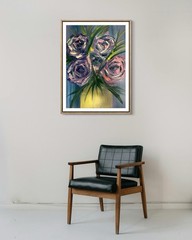 Impressionistic Roses Abstract Original Art 14X11 Paper