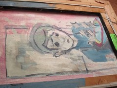 Naomi Vicas PAINTING Mid Century MODERNIST STREET W OLD BIKES URBAN Listed