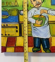 3 Painting Chef Kitchen Restaurant Waiter Service Cooking Decor Original