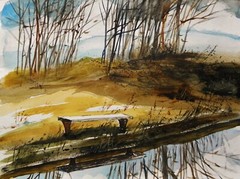 ORIGINAL Farm Landscape WATERCOLOR Painting JMW art John Williams Impressionism