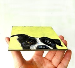 Original Oil Painting Dog Funny Animals Pet Portrait Signed Custom Artwork