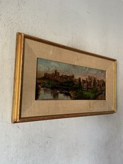 FREDERICK SCARBOROUGH ANTIQUE LANDSCAPE OIL PAINTING OLD KENILWORTH CASTLE UK