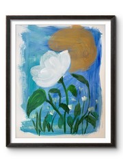WHITE ROSE IN THE GOLD SUN 14×11 Original #49 Abstract PAPER Floral Fine Art