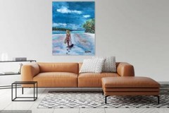 Caribbean BEACH Girl Original Art PAINTING DAN BYL Modern contemporary Huge 4×5′