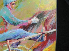 SALE RICHARD WALLICH ORIGINAL ACRYLIC ON CANVAS Harness RACING JOCKY PAINTING