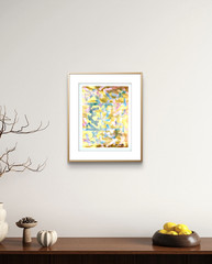 Original Gold Art 14×11 Paper Bold Color Modern Abstract Expressionist Painting