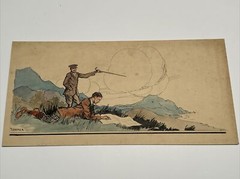 ANTIQUE ART DECO PAINTING ILLUSTRATION JOSEPH KRAEMER LISTED MOUNTAIN VIEW MEN