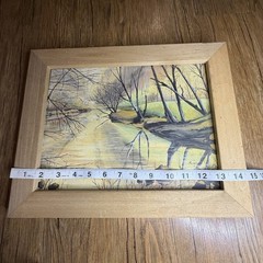 Vintage 2007 Watercolor Landscape Signed Framed 15”x12”