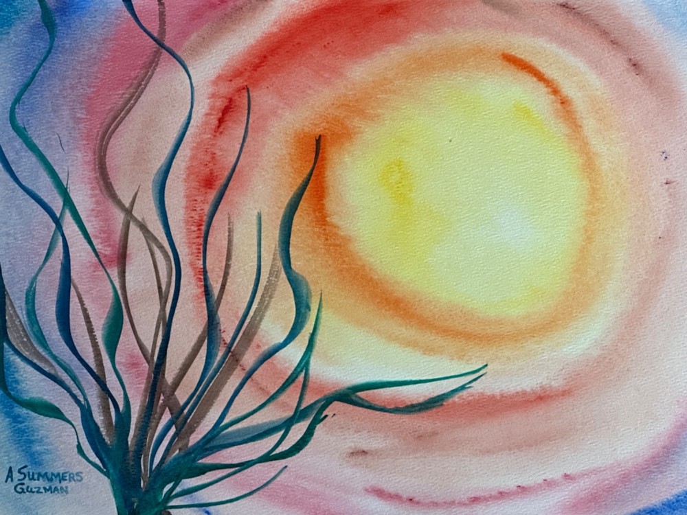 ALICE GUZMAN ORIGINAL WATERCOLOR PAINTING 11″ X 15″ NEW MEXICO ARTIST 1980’S