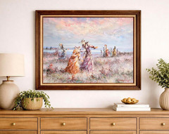 Vintage Oil Painting Marie Charlot 1970s Signed Impressionist Framed Art