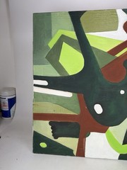Pierre Khoury Original Abstract Oil Painting Mid Century Modern MCM Green Large