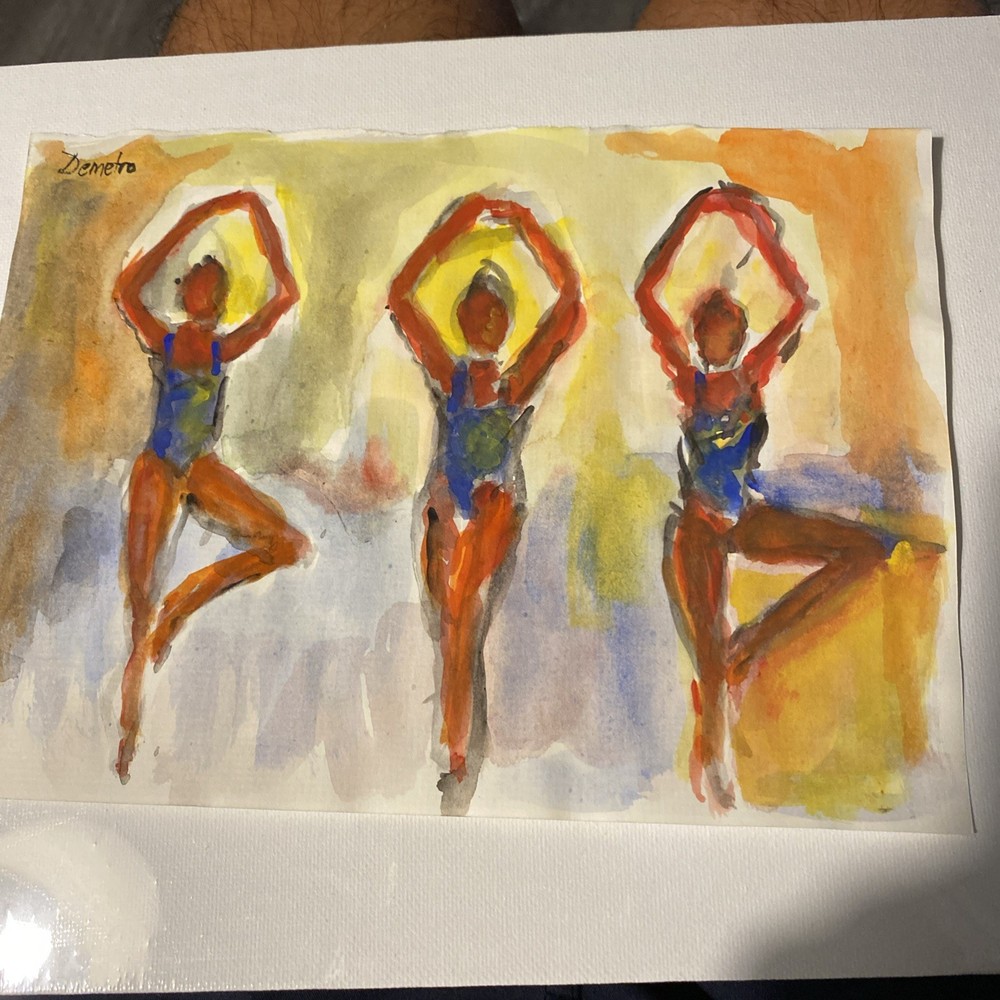 Ballet Study In Gouache Watercolor 8” x 10” Listed DC Artist Demetro