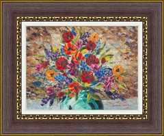 Floral Painting By Alexandre Renoir, Hand Signed And Embellished By The Artist