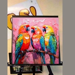 ORIGINAL Oil PAINTING on Canvas Parrot 12×12 in Textured Artwork Custom Order