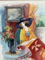 Itzchak Tarkay Original Watercolor Painting – Framed & Matted – COA – Stunning