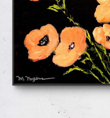 Mary Myers Original Orange Poppies 11×14 Acrylic Signed Expressionist Floral