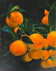 Orange Painting, small, 11×14, ready to frame, on canvas panel