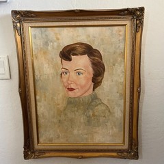 English Mid Century Framed Oil Painting Portrait of a Lady Signed by Bracciale