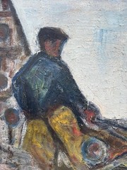 Expressionist 3 Fischer Seaside Oil Painting on Canvas 65,5×45 cm Unframed