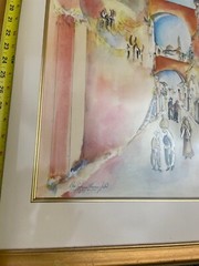 BEN AVRAM, WATER COLOR 36+29’ HEBREW, JUDAICA, HEBREW, ISRAEL