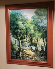 BEAUTIFUL VINTAGE OIL ON BOARD PAINTING SIGNED BY DARIN LANDSCAPE 30X37″ FRAMED