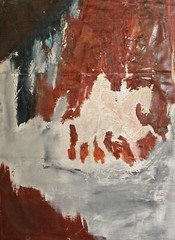 Contemporary oil painting man on a horse abstract composition