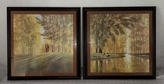 Vintage August Holland Wood Framed Art Prints Set 24”x24” Signed
