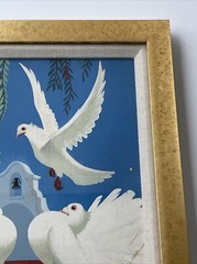 Ralph Hulett Painting Mission Doves California Listed Artist Mid Century 1950’s