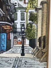 Artist Signed New Orleans Street Balcony Landmark 9.5×8.75″ 1979 Vintage Framed