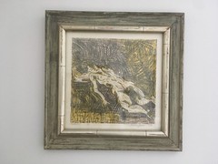 Vtg Mid Century Abstract Nude Woman Print Block Print Lithograph Signed Dated