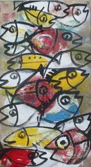 Fish colorful acrylic picture 70×40 cm-Sonja Zeltner-Müller Düsseldorf