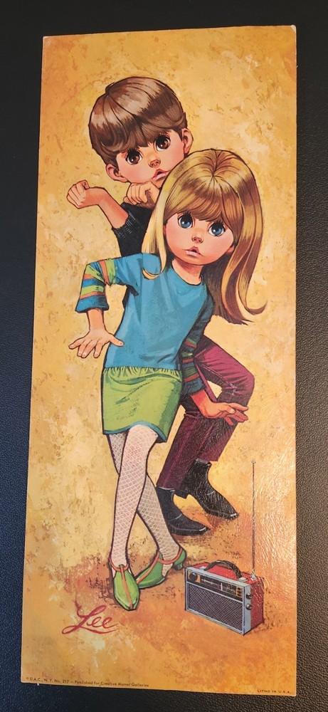 Vintage Lee Big Eyed Boy And Girl „Go-Go“ Teen Rocker 1960s Retro Mod
