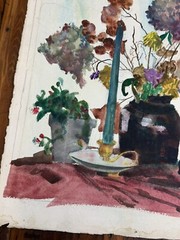 C.1960 Watercolor, Double Sided 30″ x 22.5″ Veritable Papier D’Arches Torchon