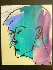Stephen Perrone „Man In Szozda Gallery“ Acrylic Flow Pen On Paper 2011 Excellent