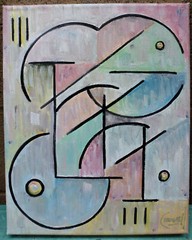 ANOTHER FINE MESS abstract new original 8×10 canvas oil painting signed Crowell
