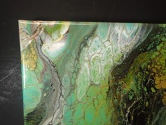 Original Abstract Acrylic Fluid Pour Painting 19 1/2×16 Canvas Resin Coated AR8