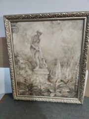 Framed Painting Garden Statue Signed by Aegina from Images