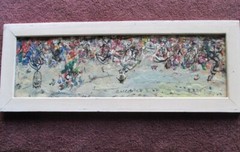 Pascal Cucaro Abstract „Birdcage“ Mixed Media Oil Painting w/ Resin Overlay