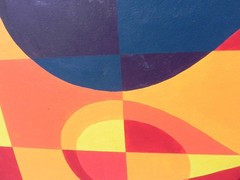 Contemporary abstract painting on board hard edge style art student work