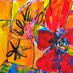 ORIGINAL FLOWERS ART ABSTRACT FLOWERS PAINTING MODERN ART HO ME DECOR 14″ #A233
