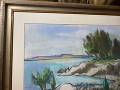 Frederick Childs (1908 – 1978) „Coastal Landscape“ Pastel Painting-Signed/Framed