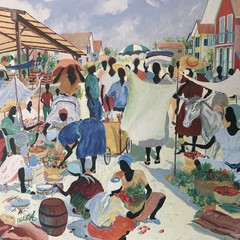 Harold Rigaud Certified Genuine LITHO ON CANVAS „MARKET PLACE“27X23”