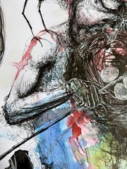 Ink On Cardboard SKETCH ALAIN DONATE cuban Artist 16″x 23″ORIGINAL SURREAL ART