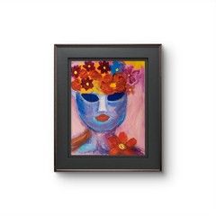 Woman With Flowered Hair Abstract Neo Expressionism Original Artwork Canvas