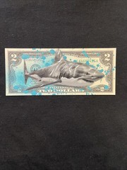 Great White Shark 2 Dollar Bill painting tattoo art Graffiti Art Street Art